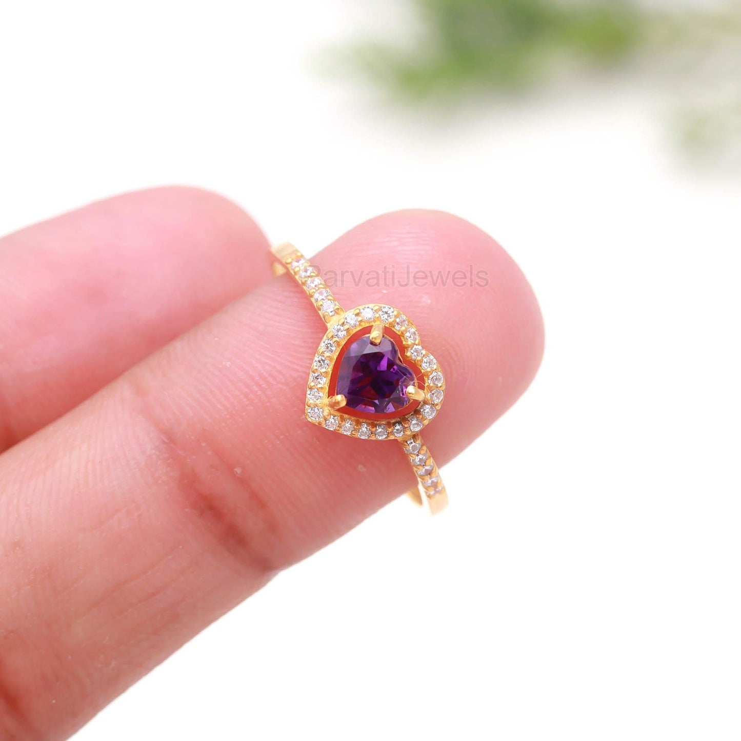 Elegant Amethyst and Diamond 14k Solid Gold Ring, Diamond Ring, Amethyst Gold Jewelry, Dainty Gold Ring, Handmade Ring, Gift For Her