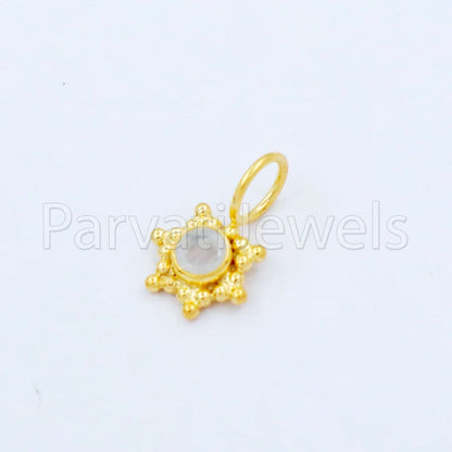 Natural Rainbow Moonstone Charm, 18k Solid Gold Charm, Handmade Gold Charm, Designer Charm Pendant, Charms Necklace, Rainbow Moonstone Charm