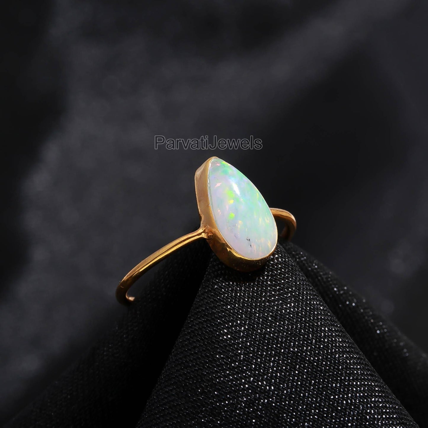 Lab Created Opal Gold Ring, 18K Solid Gold Ring, Gold Ring, Dainty Gold Ring, Handmade Opal Ring, October Birthstone Jewels