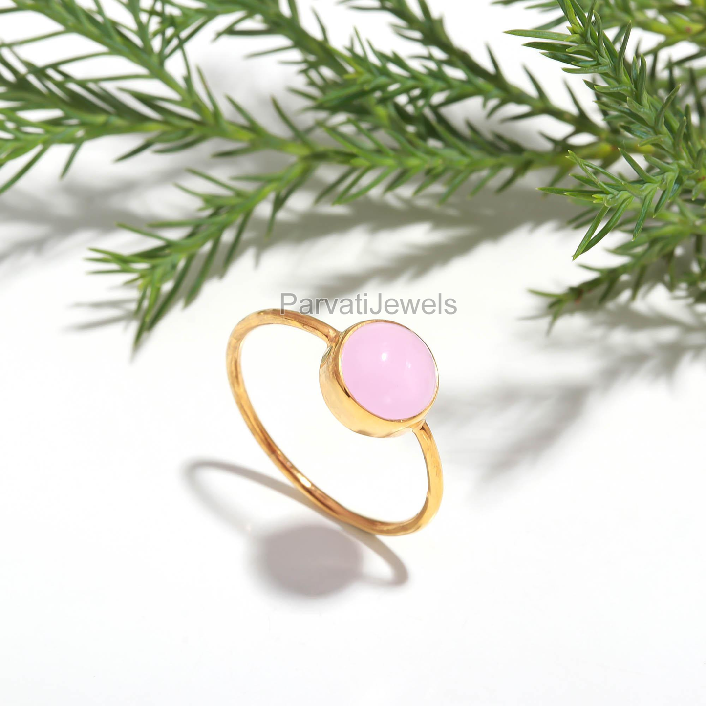 AA Rose Quartz Gold Ring, 18K Solid Gold Ring, Dainty Gold Ring, Handcrafted Ring, January Birthstone Ring, Gold Jewelry