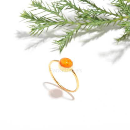 Natural Carnelian Gold Ring, 18K Solid Gold Ring, Dainty Gold Ring, Handmade Gold Ring, Carnelian Birthstone Ring, Gift for her