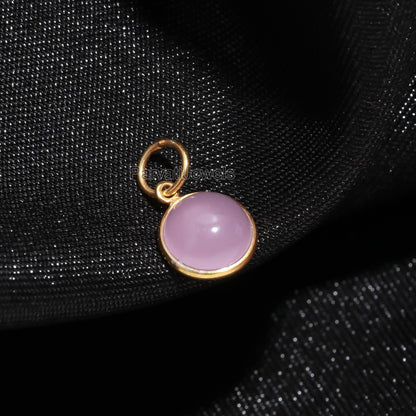 Natural Pink Chalcedony Charm, 18k Solid Gold Charm, Minimalist Gold Charm, Dainty Gold Charm, Gemstone Gold Charm, Handcrafted Gold Charm,