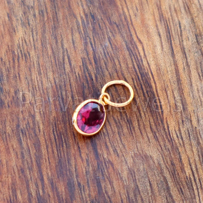 Rhodolite Garnet Charm, 18k Solid Gold Charm, Natural Garnet Charm, Gold Charm, Charm Pendant, Charm Necklace, Handmade Gold Charm