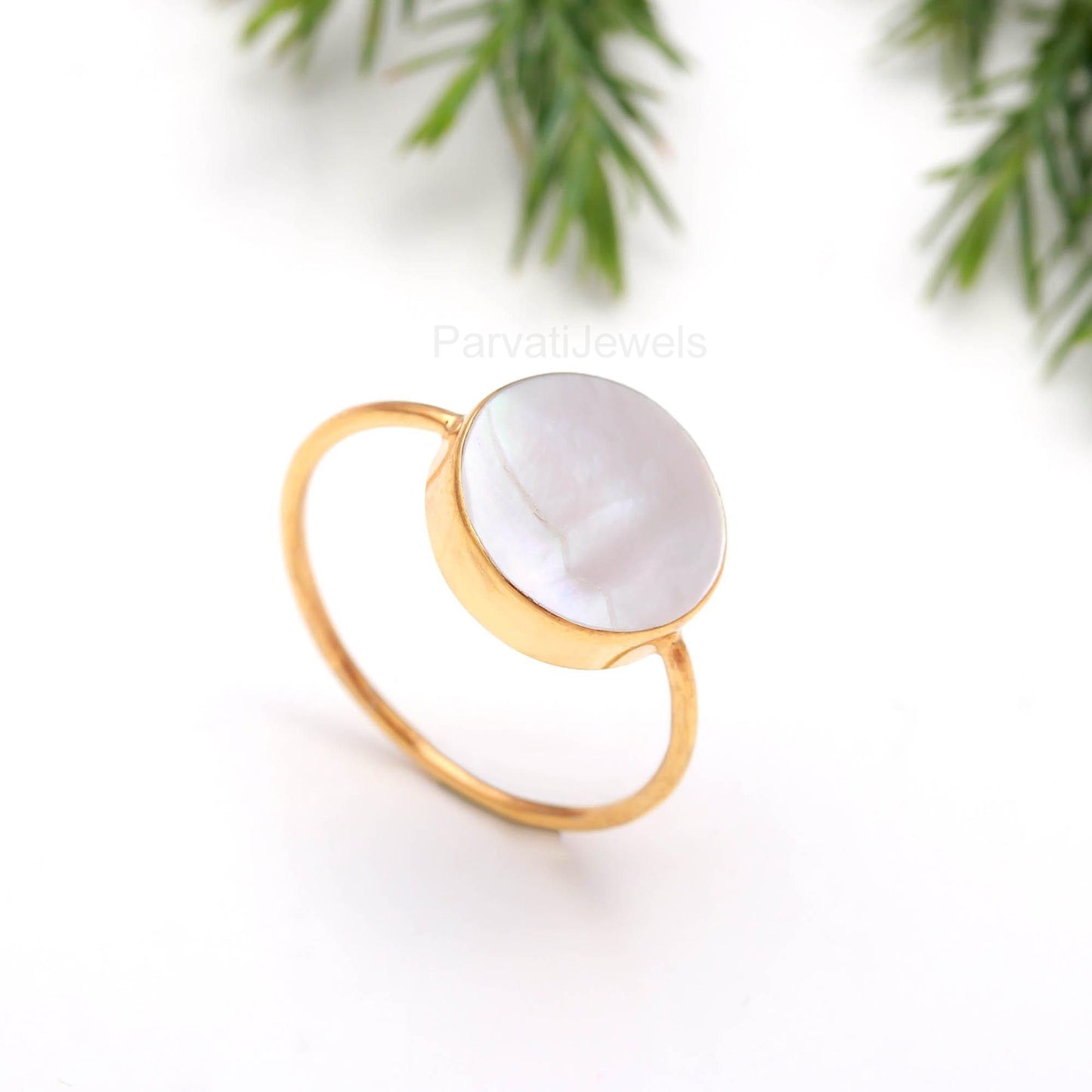 Natural Mother Of Pearl Gold Ring, 18K Solid Gold Ring, Handcrafted Ring, Mother Of Pearl Gold Ring, Dainty Gold Ring, June Birthstone Ring