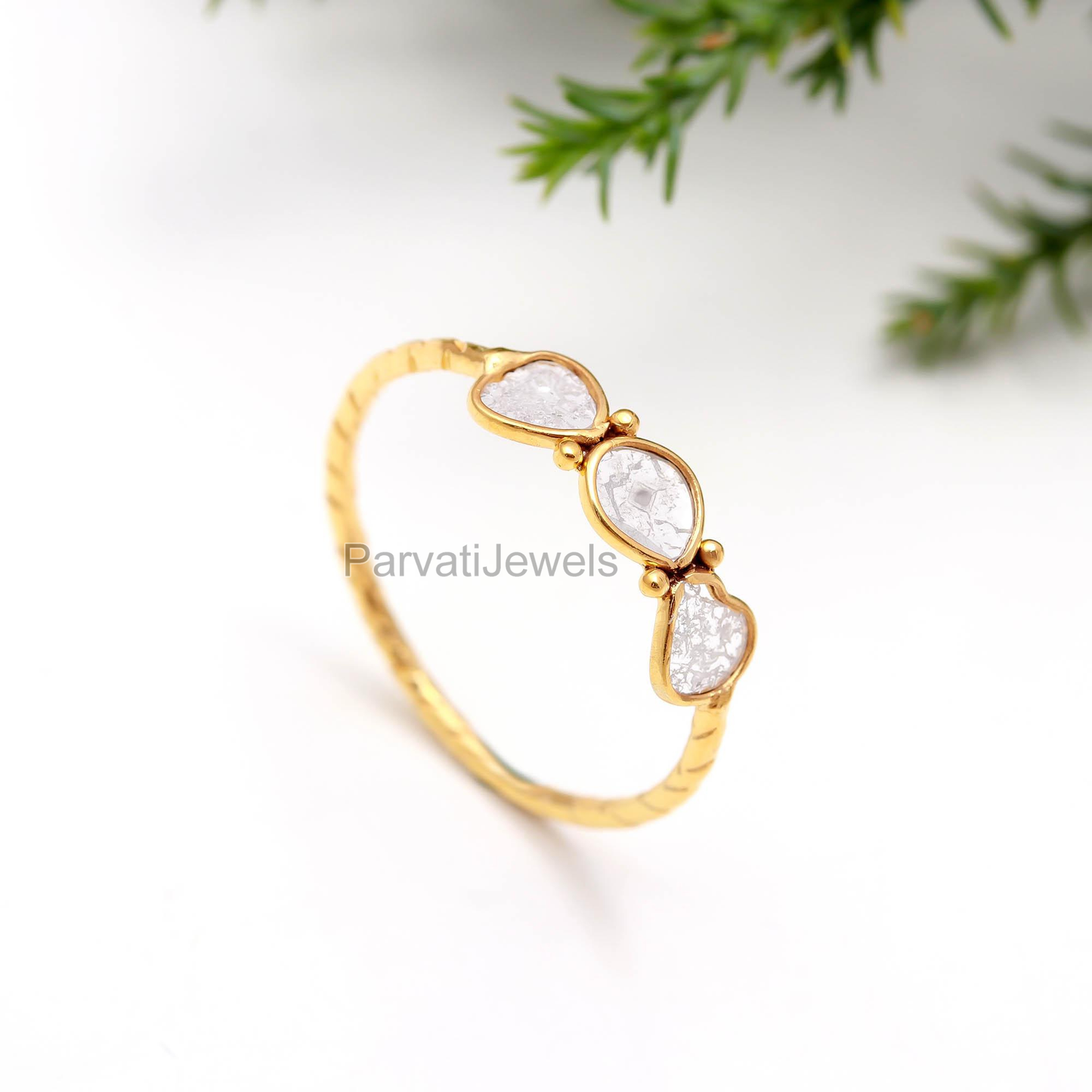 Natural Diamond Polki Ring, Minimalist Diamond Ring, 18k Solid Gold Diamond Ring, Handmade Gold Ring, Engagement Ring, Dainty Diamond Ring