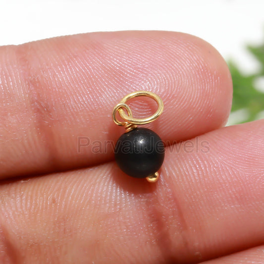 Black Spinal Charm, 18k Solid Gold Charm, Spinal Gold Charm, Charm Necklace, Charm Pendant, Handmade Gold Charm, Gift For Mom Charm