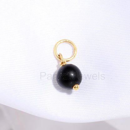 Black Spinal Charm, 18k Solid Gold Charm, Spinal Gold Charm, Charm Necklace, Charm Pendant, Handmade Gold Charm, Gift For Mom Charm