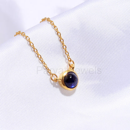Natural Blue Sapphire 18k Solid Gold Charm, Sapphire Pendant Necklace, Handmade Gold Necklace, September Birthstone Necklace, Gold Necklace