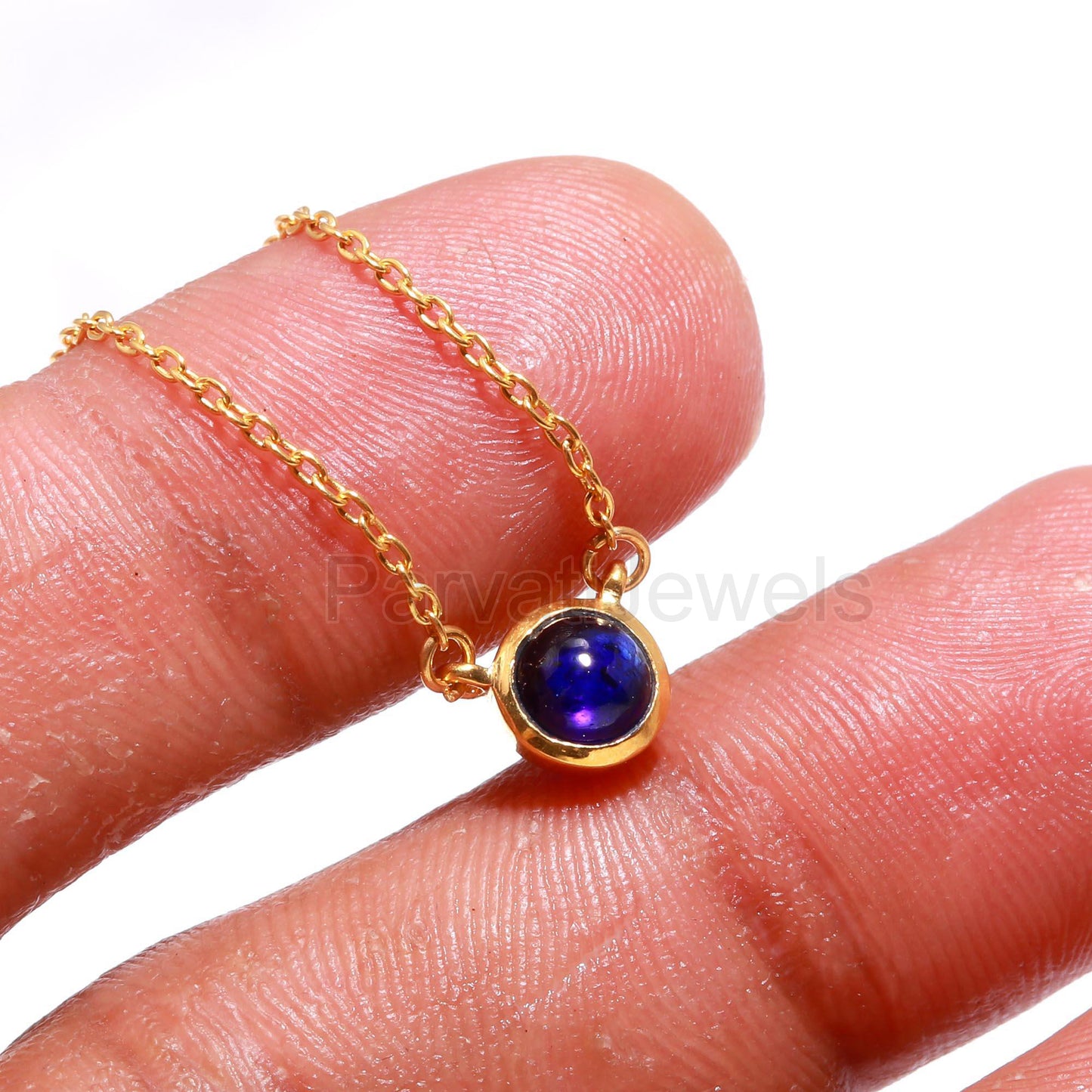 Natural Blue Sapphire 18k Solid Gold Charm, Sapphire Pendant Necklace, Handmade Gold Necklace, September Birthstone Necklace, Gold Necklace