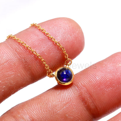 Natural Blue Sapphire 18k Solid Gold Charm, Sapphire Pendant Necklace, Handmade Gold Necklace, September Birthstone Necklace, Gold Necklace