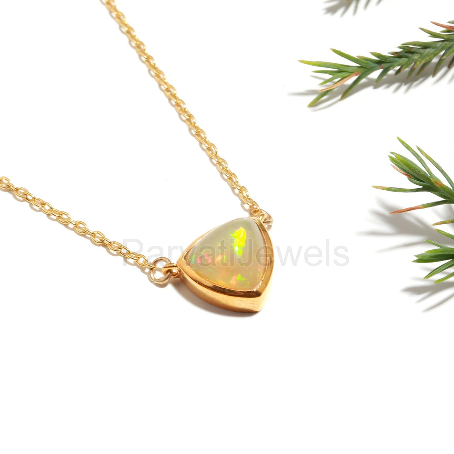 Natural Ethiopian Opal 18k Solid Gold Charm, Opal Pendant Necklace, Handmade Gold Necklace, Opal Gold Necklace, October Birthstone Necklace
