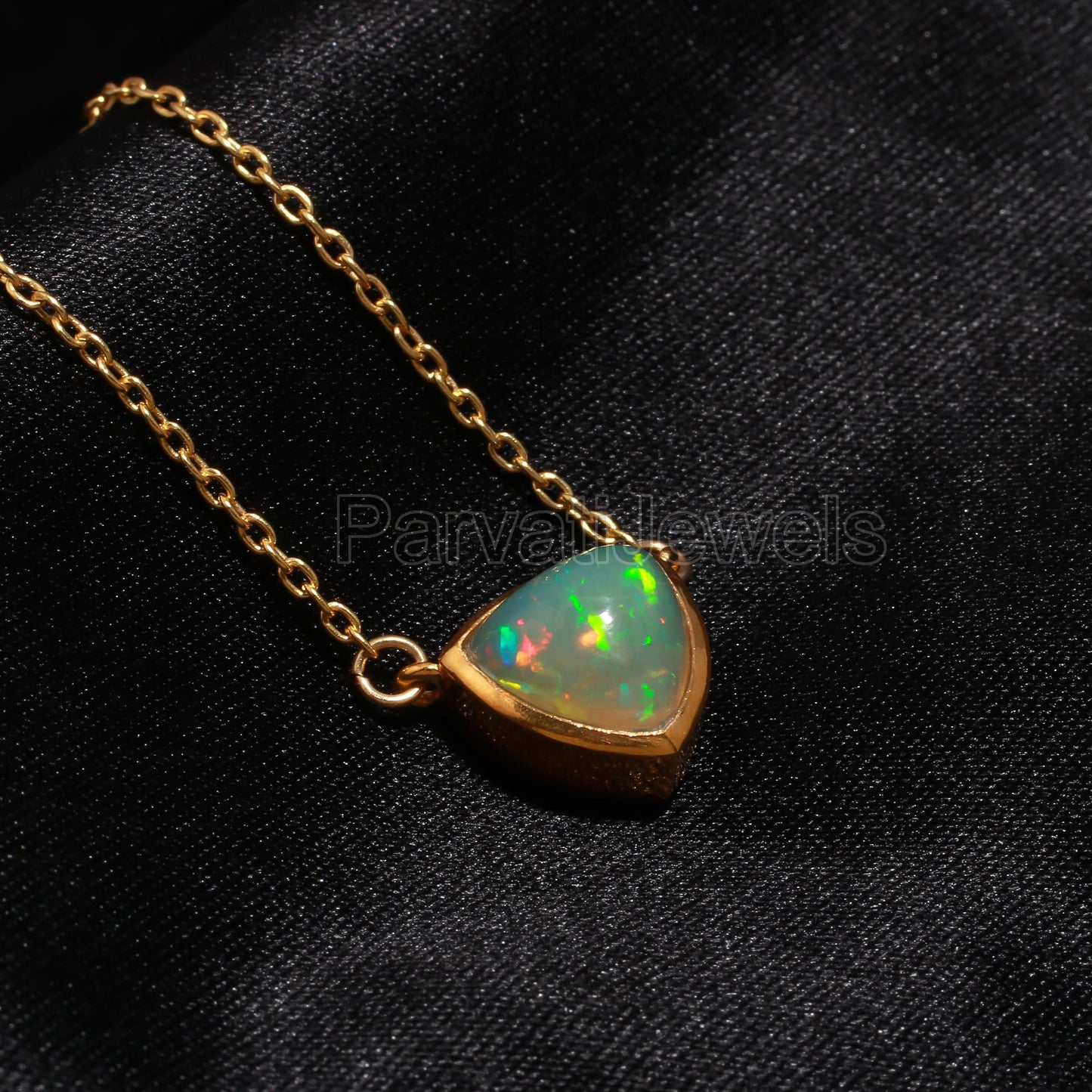 Natural Ethiopian Opal 18k Solid Gold Charm, Opal Pendant Necklace, Handmade Gold Necklace, Opal Gold Necklace, October Birthstone Necklace