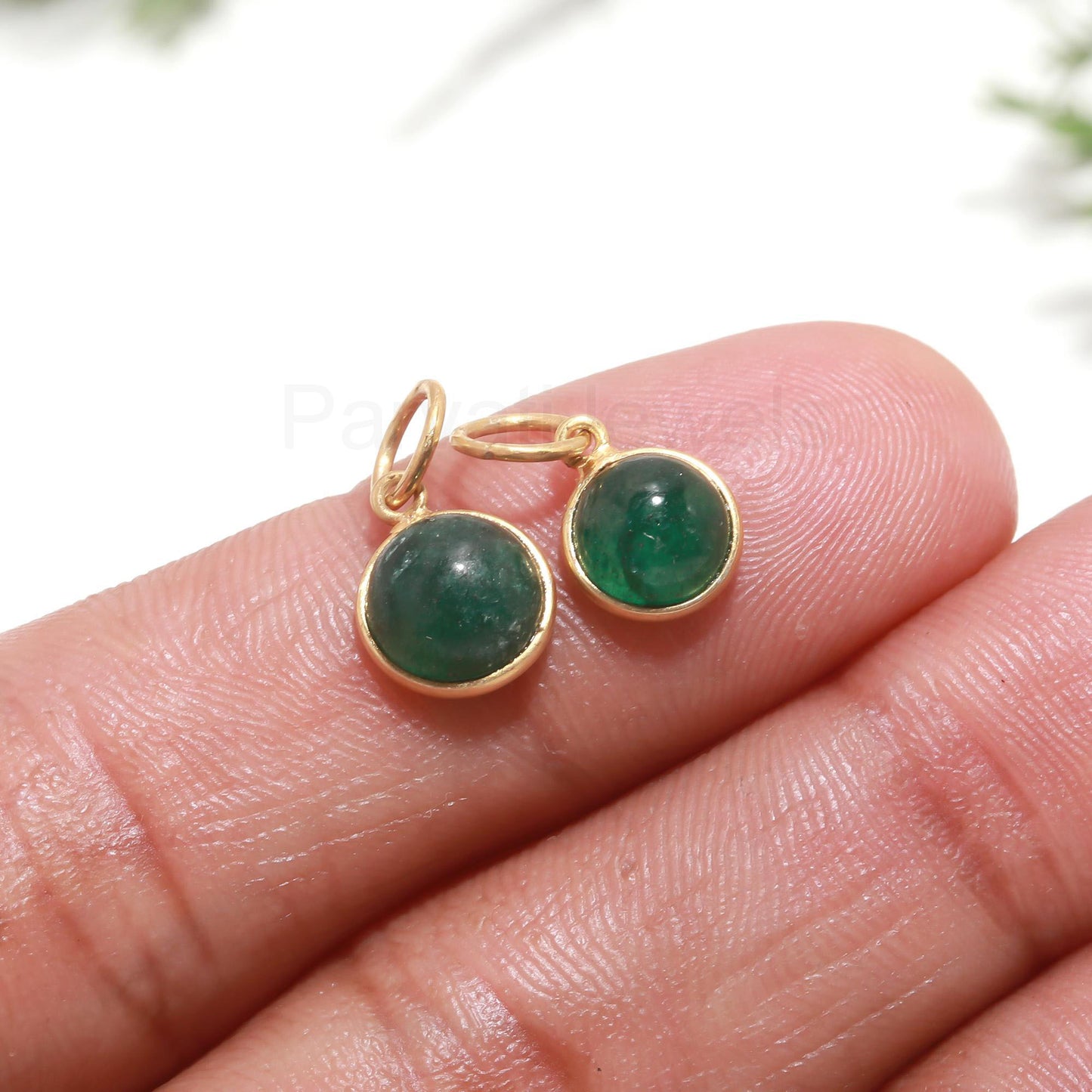 AA Natural Green Aventurine Charm, 18k Solid Gold Charm, Handcrafted Gold Charm, Gemstone Gold Charm, Minimalist Gold Charm, Dainty Charm