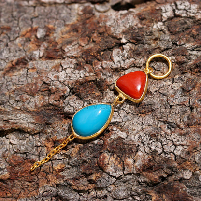 Natural Sleeping Beauty Turquoise Coral Charm, 18K gold charm pendant, Coral Charm Pendant, Handmade Charm, Gold Charm Pendant, Gift For Her