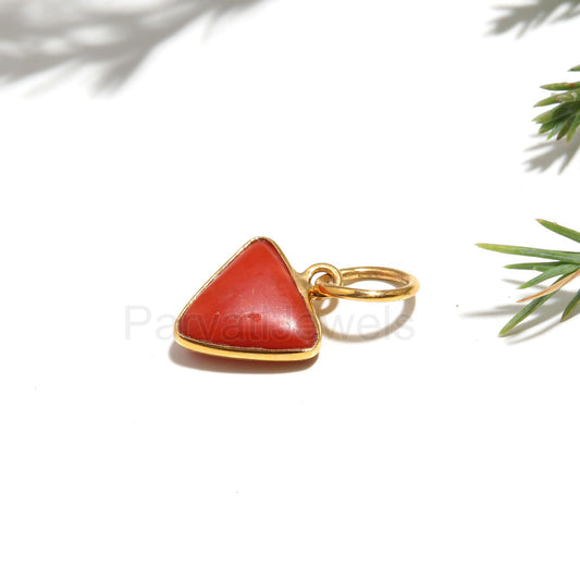 AA Natural Red Coral Charm, 18k Solid Gold Charm, AA Coral Gold Charm, Gold Charm, Handmade Gold Charm, Birthstone Gold Charm, Charm Pendant
