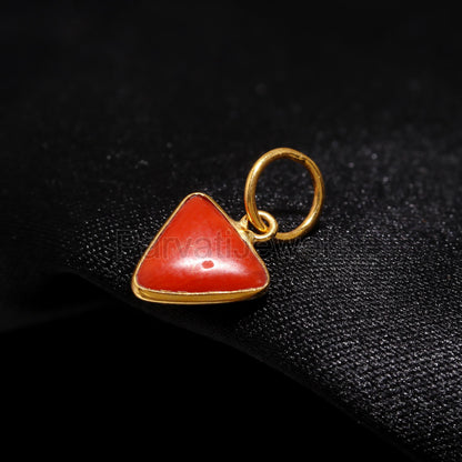 AA Natural Red Coral Charm, 18k Solid Gold Charm, AA Coral Gold Charm, Gold Charm, Handmade Gold Charm, Birthstone Gold Charm, Charm Pendant