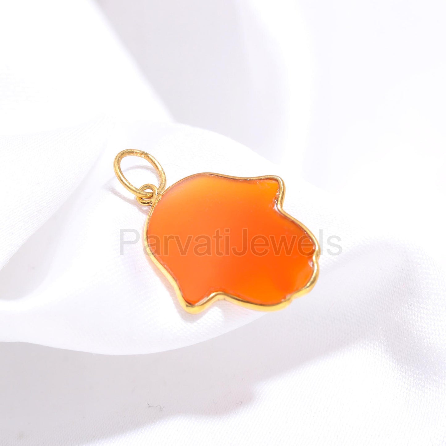 AA Carnelian 18K Gold Hamsa Charm, Handmade Gold Charm, Gold Charm Pendant, Natural Carnelian Charm, AA Hamsa Gold Charm, Gift For Her