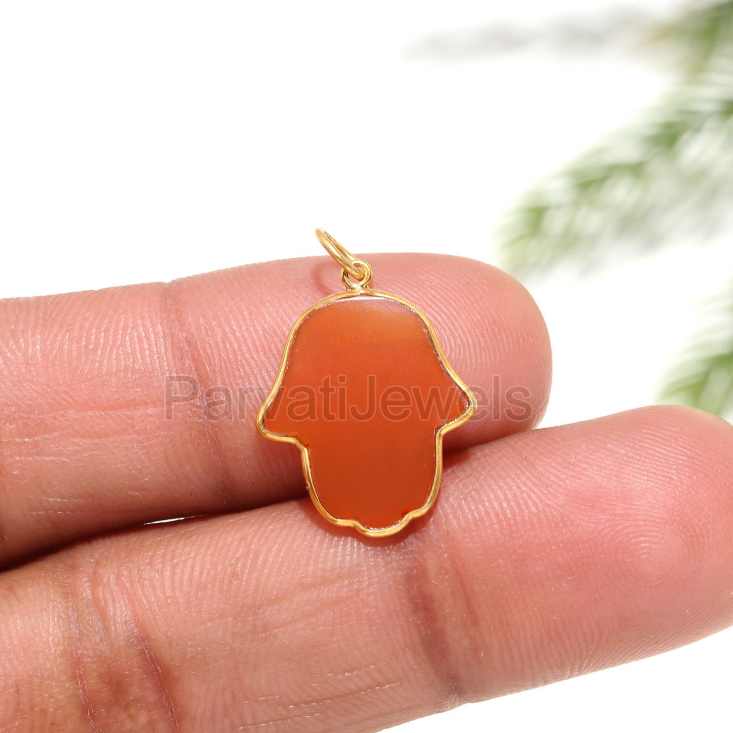 AA Carnelian 18K Gold Hamsa Charm, Handmade Gold Charm, Gold Charm Pendant, Natural Carnelian Charm, AA Hamsa Gold Charm, Gift For Her