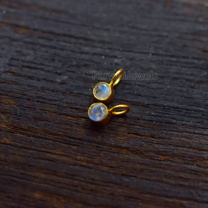 Natural Fire Rainbow Moonstone 18K Solid Gold Charm, Gold Charm, Rainbow Moonstone Gold Charm Pendant, Minimalist Solid Gold 18k Charm