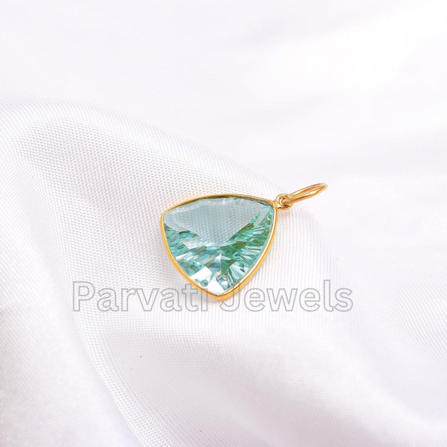 Exclusive Concave Cut Blue Topaz Charm, 18k Solid Gold Charm, Blue Topaz Charm, Gold Charm, Handmade Gold Charm, Gold Pendant, Gift for her