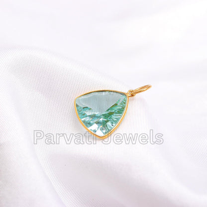 Exclusive Concave Cut Blue Topaz Charm, 18k Solid Gold Charm, Blue Topaz Charm, Gold Charm, Handmade Gold Charm, Gold Pendant, Gift for her