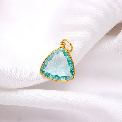 Exclusive Concave Cut Blue Topaz Charm, 18k Solid Gold Charm, Blue Topaz Charm, Gold Charm, Handmade Gold Charm, Gold Pendant, Gift for her