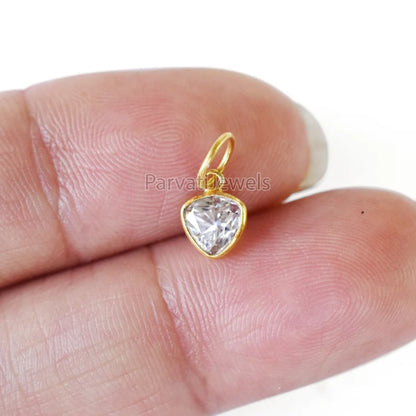 18K Solid Gold Heart Shape Moissanite Charm, Handmade Gold Moissanite Charm, 18K Gold Handmade Charm, Handmade Gold Charm Made For Gifting