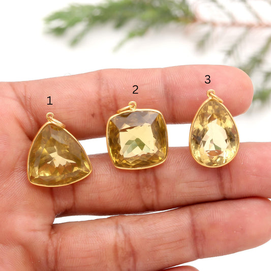 One of a Kind Natural Lemon Topaz Charm, 18k Solid Gold Charm, Minimalist Charm, Dainty Gold Charm, Handcrafted Gold Charm
