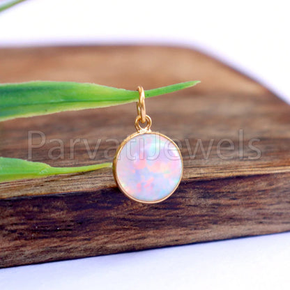 Opal Gold Charm, 18k Solid Gold Charm, Opal Gold Charm, Gold Charm, Charm Necklace, Charm Pendant, Handmade Gold Charm, Gold Opal Charm, Christmas Gift Charm, Gift For Her Charm