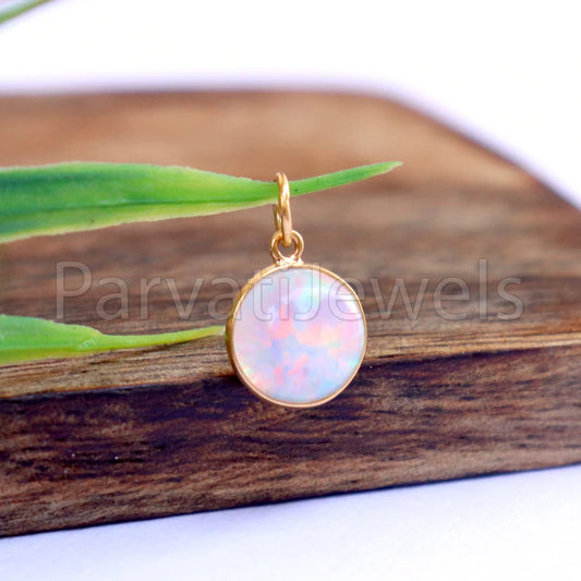 Opal Gold Charm, 18k Solid Gold Charm, Opal Gold Charm, Gold Charm, Charm Necklace, Charm Pendant, Handmade Gold Charm, Gold Opal Charm, Christmas Gift Charm, Gift For Her Charm