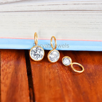 Natural Moissanite Charm, Moissanite Charm, 18k Solid Gold Charm, Gold Charm, Charm Pendant, Charm Necklace, Handmade Gold Charm