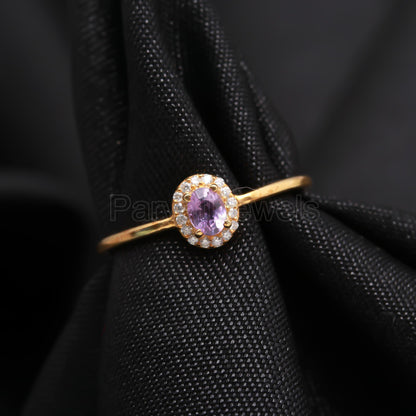 Natural Purple Sapphire With Diamond Gold Ring, 14K Solid Gold Ring, Diamond Ring, Wedding Ring, Sapphire Gold Ring, Birthstone Gold Ring