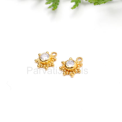14Kt and 18Kt Solid Gold Filigree Earrings, Handmade Gold Filigree Earrings, Moissanite Earrings, Blue Sapphire Earrings, Gift For Her