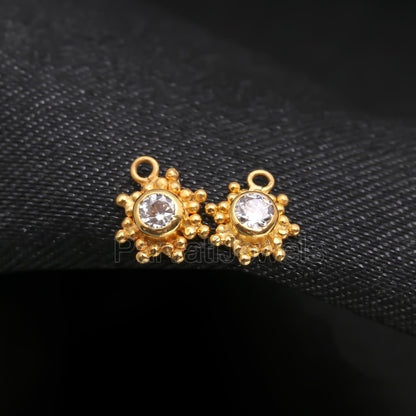 14Kt and 18Kt Solid Gold Filigree Earrings, Handmade Gold Filigree Earrings, Moissanite Earrings, Blue Sapphire Earrings, Gift For Her