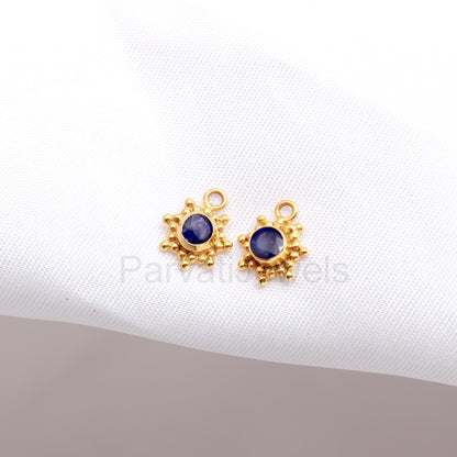14Kt and 18Kt Solid Gold Filigree Earrings, Handmade Gold Filigree Earrings, Moissanite Earrings, Blue Sapphire Earrings, Gift For Her