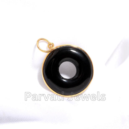 Black Onyx Tube Charm, 18k Solid Gold Charm, Natural Black Onyx Charm, Gold Pendant, Charm Pendant, Charm Necklace, Gift for Her, SOLID 18K
