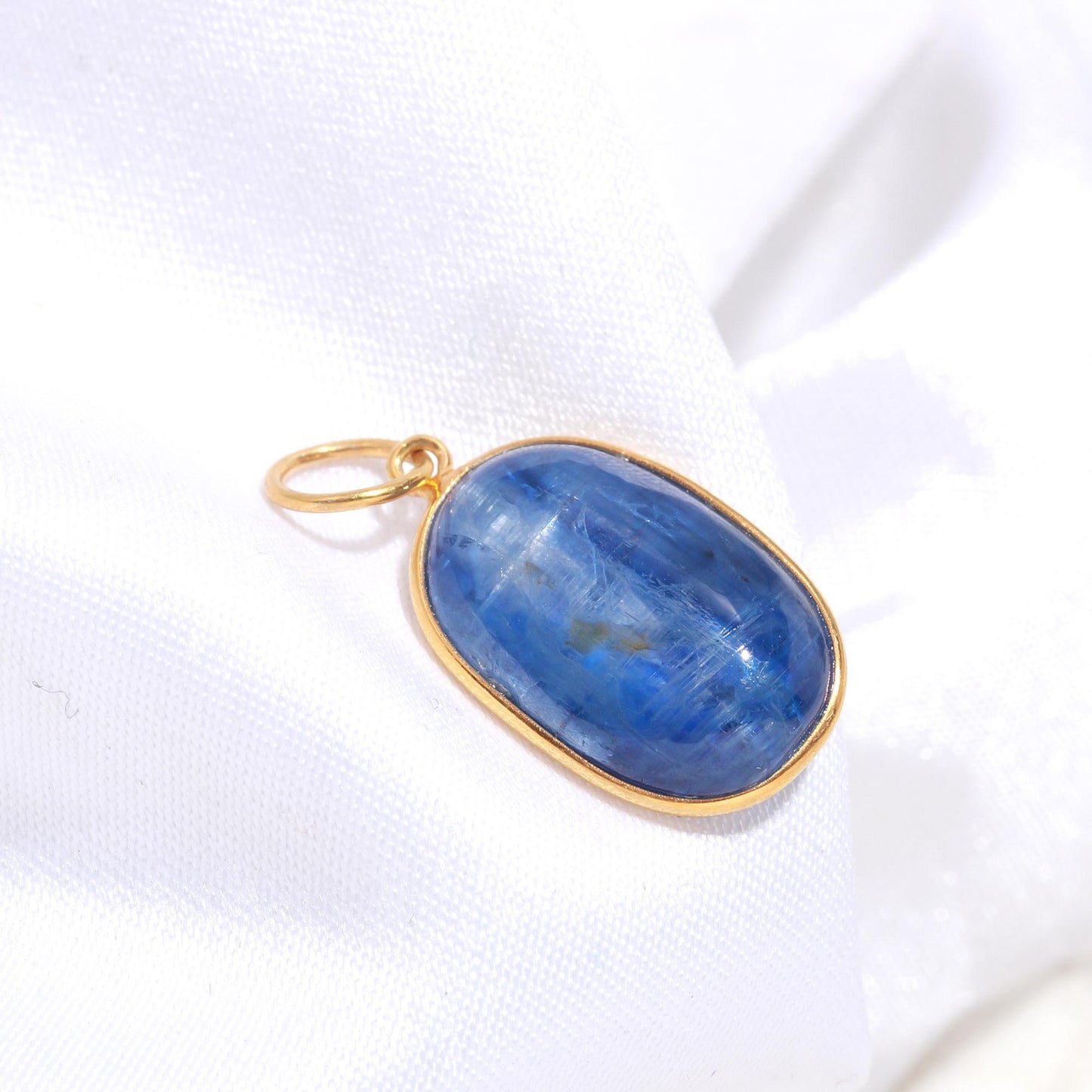 AA Elegant Kyanite Charm, 18k Solid Gold Charm, Natural Kyanite Charm, Solid Gold Charm, Charm Necklace, Handmade Gold Charm, Gift for Her,