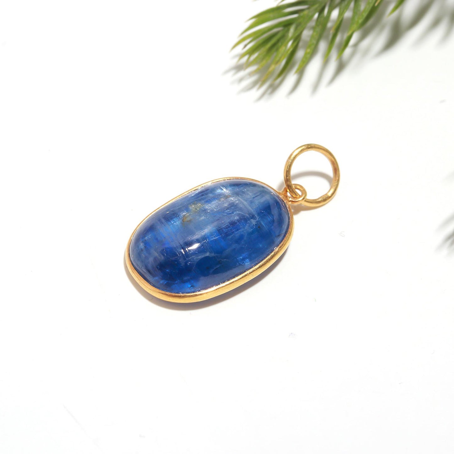 AA Elegant Kyanite Charm, 18k Solid Gold Charm, Natural Kyanite Charm, Solid Gold Charm, Charm Necklace, Handmade Gold Charm, Gift for Her,
