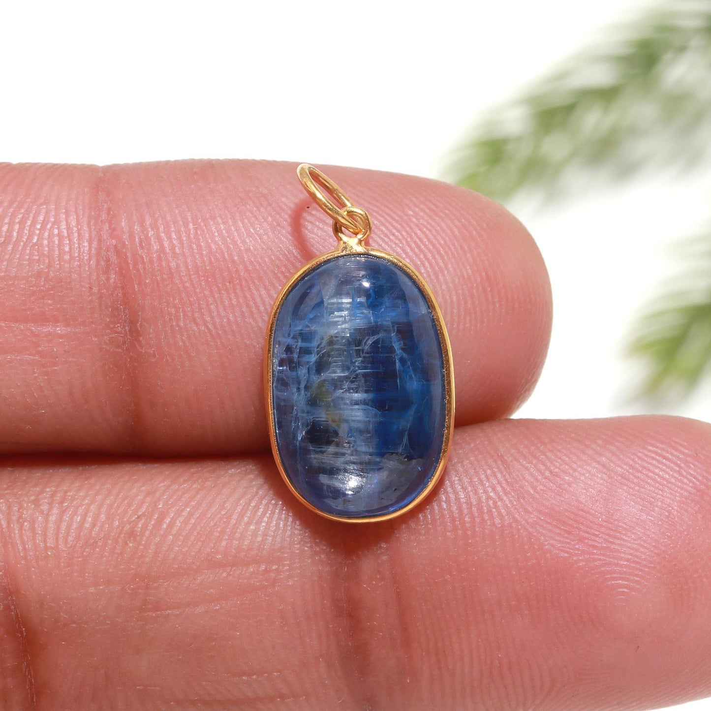 AA Elegant Kyanite Charm, 18k Solid Gold Charm, Natural Kyanite Charm, Solid Gold Charm, Charm Necklace, Handmade Gold Charm, Gift for Her,