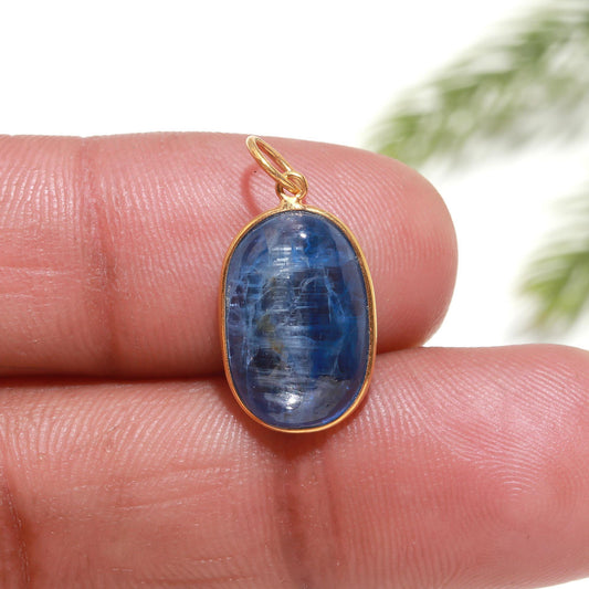 AA Elegant Kyanite Charm, 18k Solid Gold Charm, Natural Kyanite Charm, Solid Gold Charm, Charm Necklace, Handmade Gold Charm, Gift for Her,