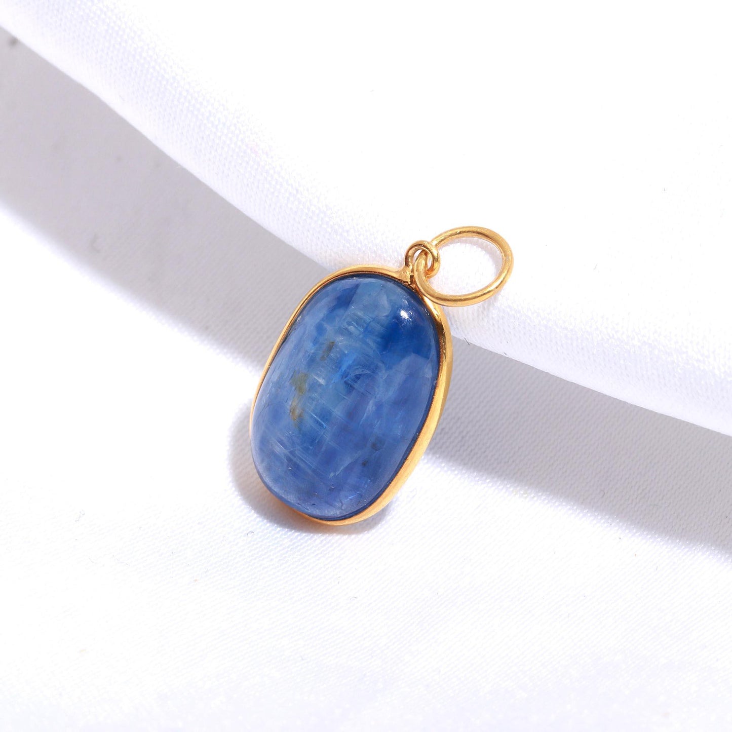 AA Elegant Kyanite Charm, 18k Solid Gold Charm, Natural Kyanite Charm, Solid Gold Charm, Charm Necklace, Handmade Gold Charm, Gift for Her,