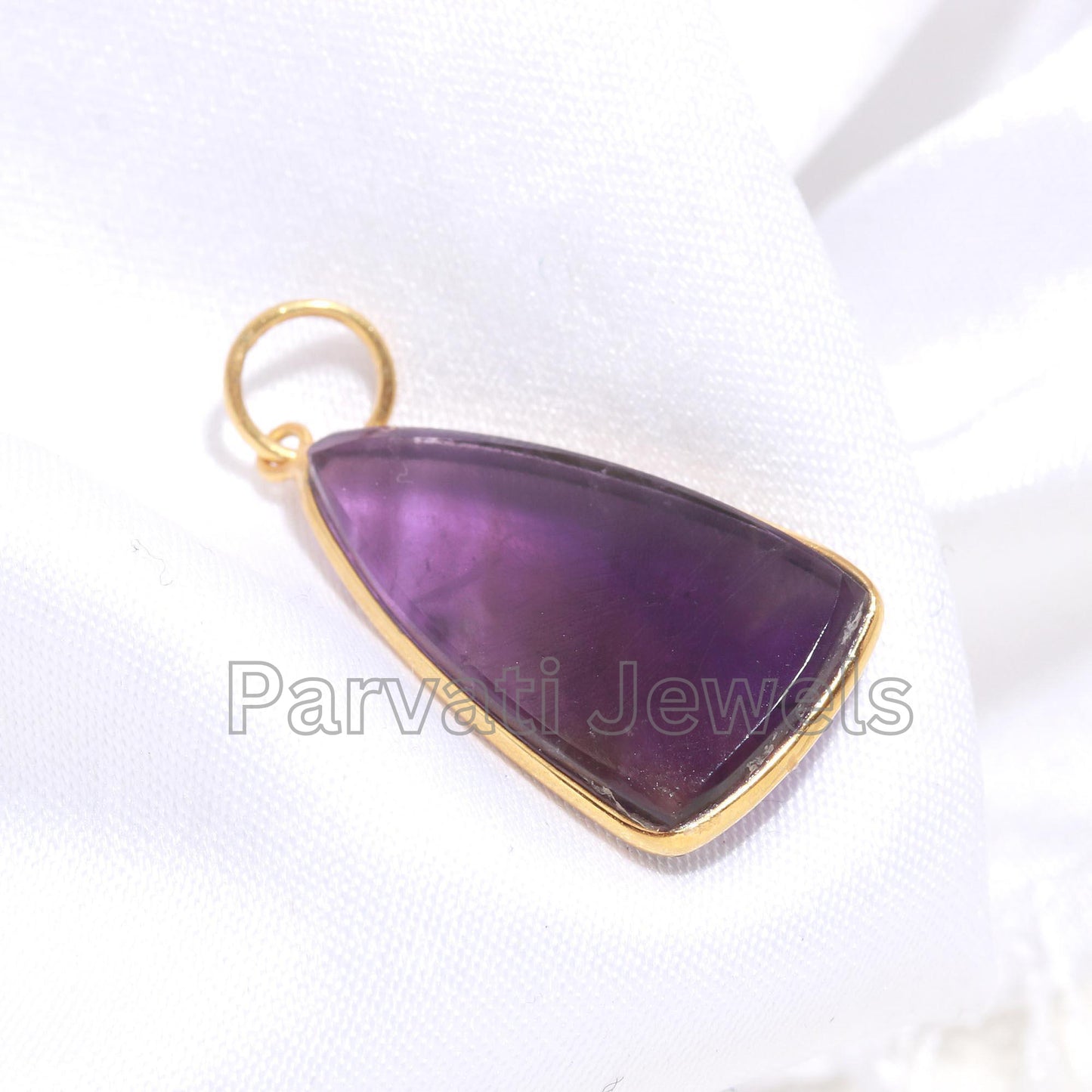 AA Natural Amethyst Isosceles Shape Charm, 18k Solid Gold Charm, Natural Amethyst Charm, Charm Necklace, Handmade Gold Charm, Gift for Her