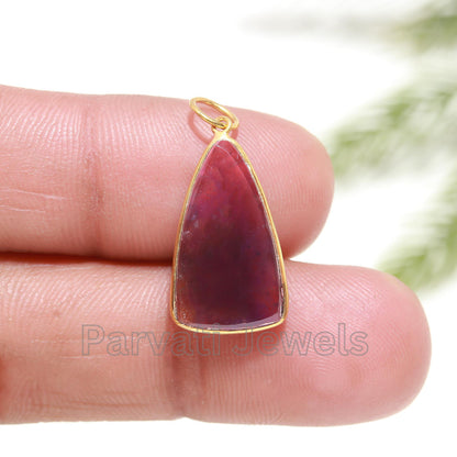 AA Natural Amethyst Isosceles Shape Charm, 18k Solid Gold Charm, Natural Amethyst Charm, Charm Necklace, Handmade Gold Charm, Gift for Her