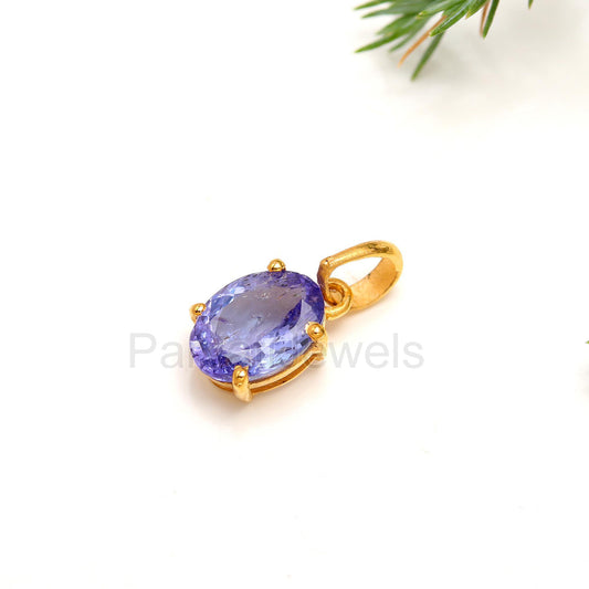 Natural Tanzanite Charm, Solid 18k Gold Charm, Handmade Gold Charm, December Birthstone Charm, AA Tanzanite Gold Charm, Gold Charm Pendant