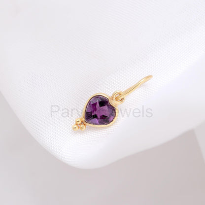 Amethyst Heart Charm, 18k Solid Gold Charm, Gold Charm, Charm Pendant, Natural Amethyst Heart Charm, Charm Necklace, Handmade Gold Charm