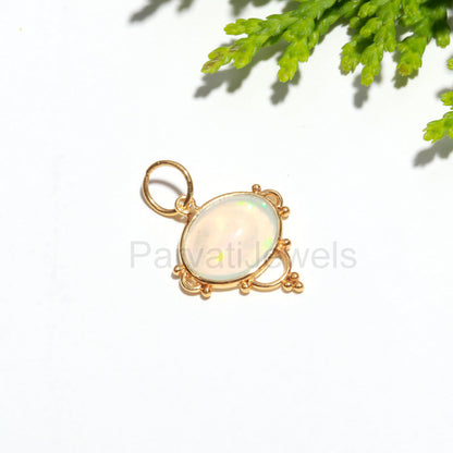 Natural Ethiopian Opal Charm, 18k Solid Gold Charm, Gold Charm, Ethiopian Opal Charm, Gold Charm Pendant, Handmade Gold Charm, Gold Charms
