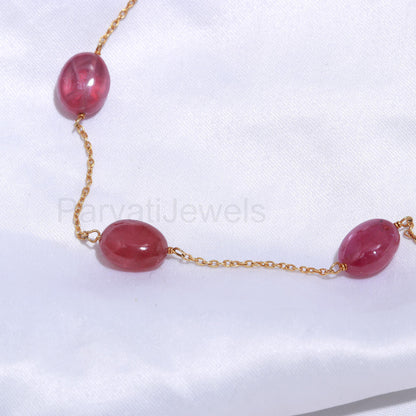 AA Ruby Necklace, 14k Solid Gold Necklace, Ruby Necklace, Gold Necklace, Cabochon Ruby Gold Necklace, Gold Jewelry, Partywear Gift Necklace