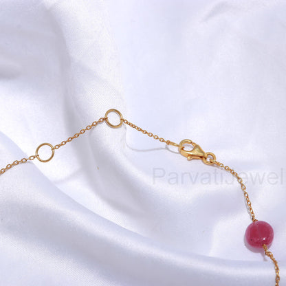 AA Ruby Necklace, 14k Solid Gold Necklace, Ruby Necklace, Gold Necklace, Cabochon Ruby Gold Necklace, Gold Jewelry, Partywear Gift Necklace