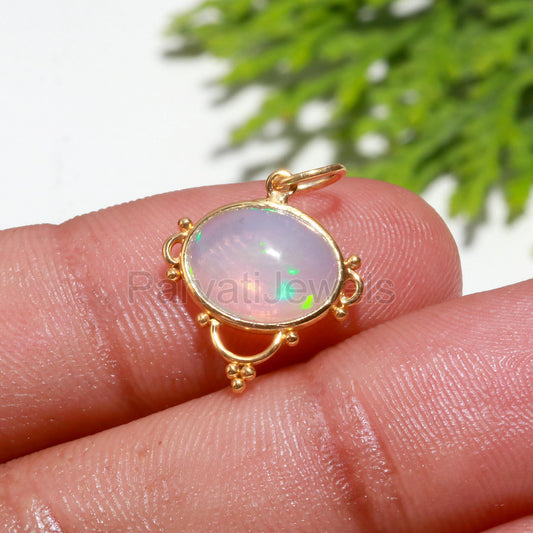 Natural Ethiopian Opal Charm, 18k Solid Gold Charm, Gold Charm, Ethiopian Opal Charm, Gold Charm Pendant, Handmade Gold Charm, Gold Charms