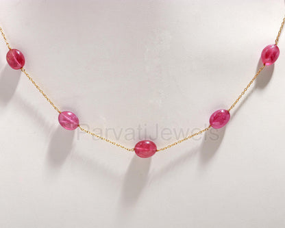 AA Ruby Necklace, 14k Solid Gold Necklace, Ruby Necklace, Gold Necklace, Cabochon Ruby Gold Necklace, Gold Jewelry, Partywear Gift Necklace